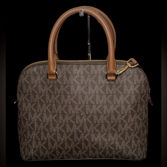 MICHAEL KORS Cindy Dome Satchel MK LOGOBROWN - Picture 4 of 16